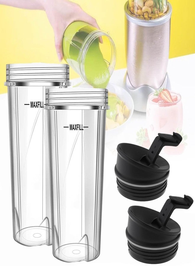 TQEONKL Blender Cups Replacement Parts 2PC, 16oz Ninja Juicer Cups Come with To-Go Lids, Compatible with Nutri Ninja Blenders QB3000SSW 30 / QB3000QR 30 / QB3000QBK / QB3001SS / QB3005, Ninja Blender Cups - Image 1